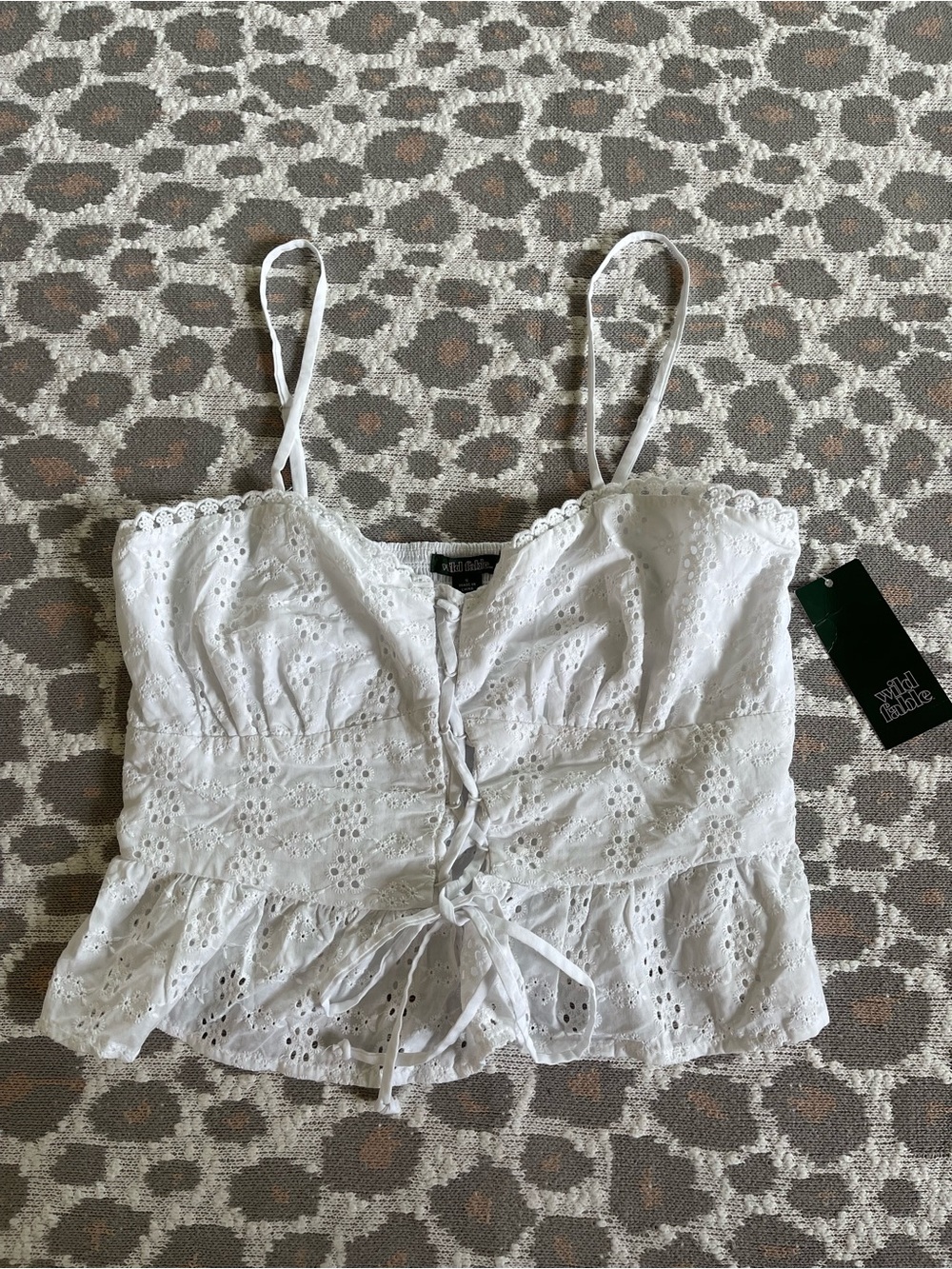 White Eyelet Lace-Up Cami Top - Wild Fable